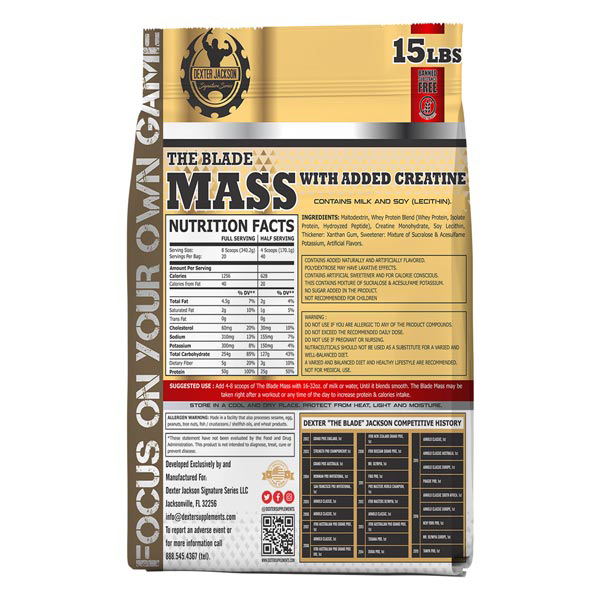 The Blade Mass 7kg at Silver Fox Supplement Back